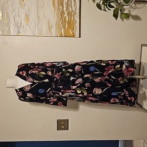 Maison Tara Navy Floral Faux Wrap, Size M